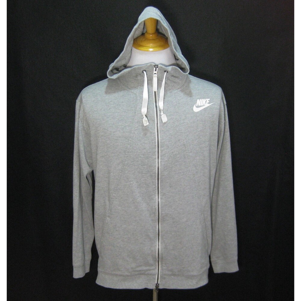 NIKE Men's (Size Large) Solid Gray Long Sleeve Hoodie Full Zip Hooded Sweatshirt